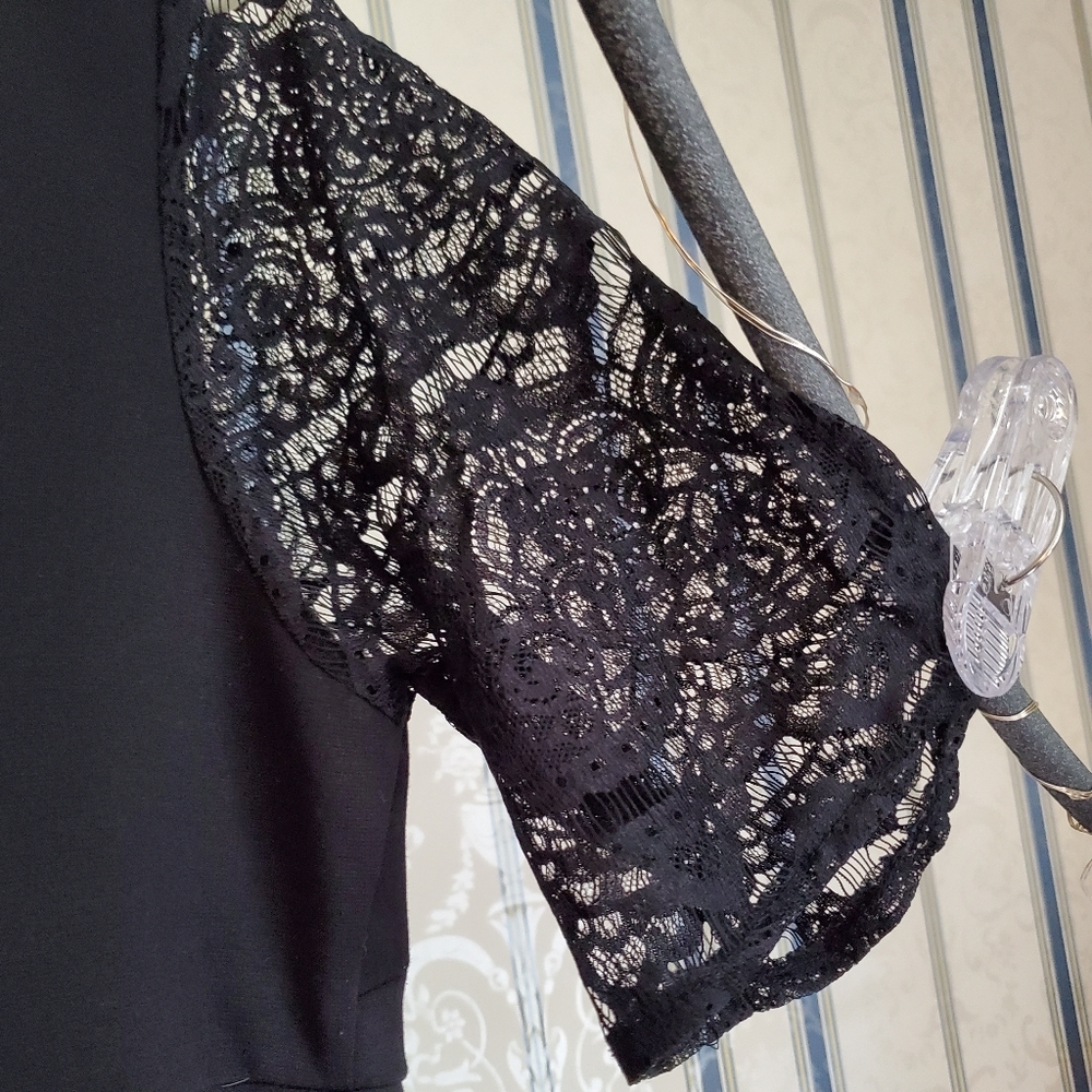 Maternity Black Lace Trapeze Empire Waist Dress - Picture 8 of 8